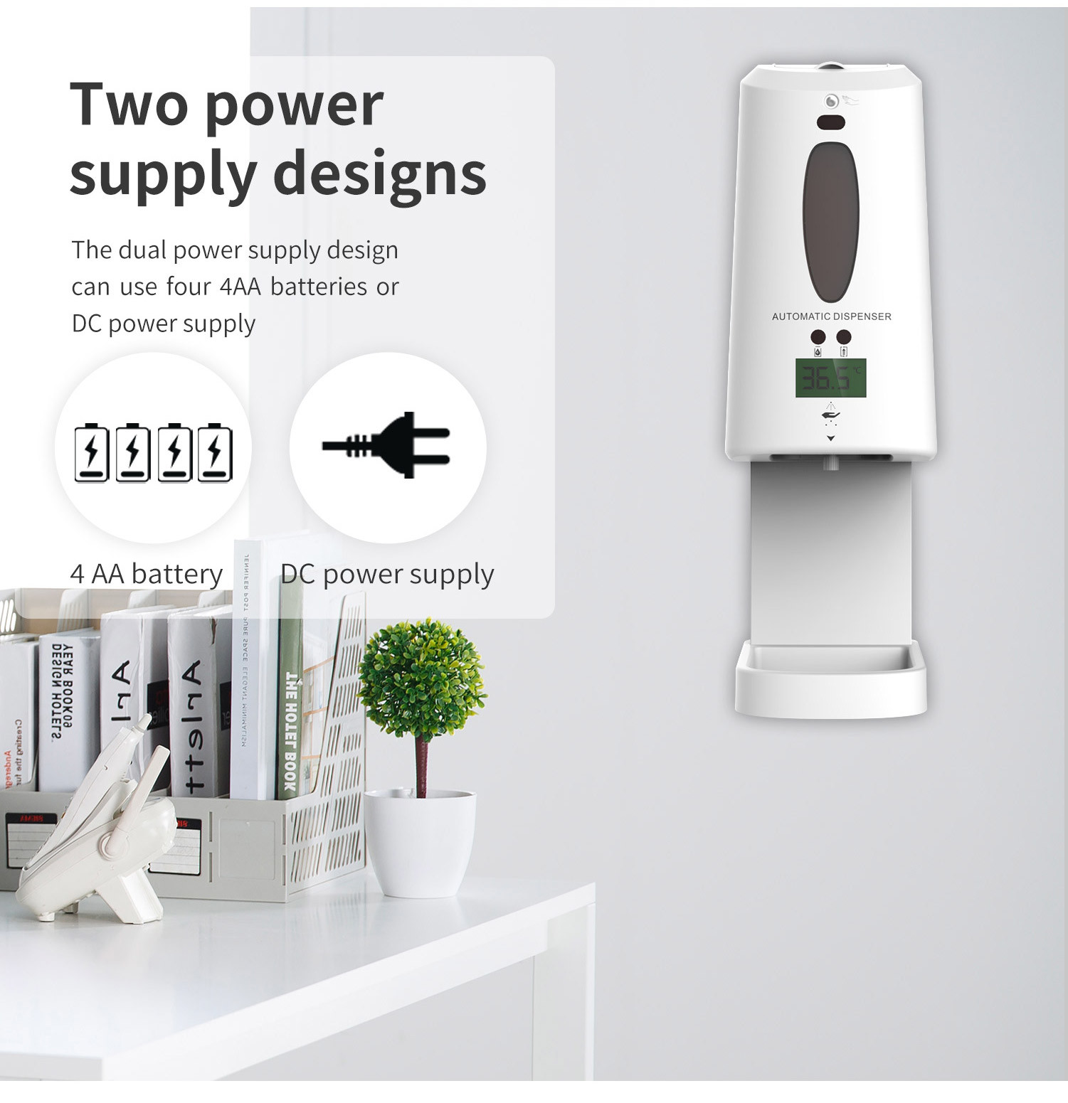 1300ml HDPE Foaming Soap Dispensers Non Contact Infrared Sensor