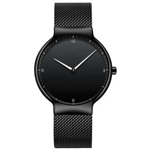 Quality Black Dial Black Stainless Steel Strap Watch , Stainless Steel Back Quartz Watch wholesale