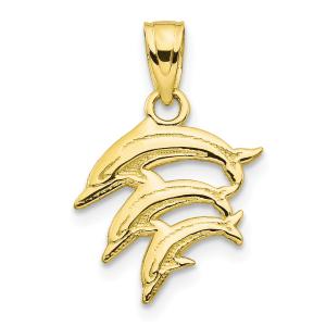 Quality 10k Yellow Gold Dolphin Charm Necklace Pendant Fish Sea Life Fine Jewelry For Women Gifts For Her wholesale