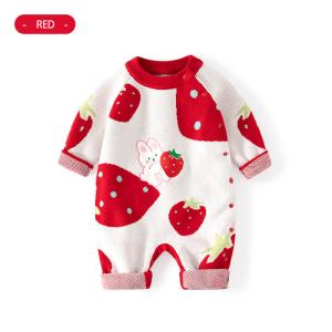 Quality Wholesale Newborn Baby Knit Pure Cotton Romper Infant Sweaters Onesie Children's Long Sleeve Bodysuit for Autumn Winter wholesale