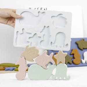 Quality Sea Ocean Animals Silicone Puzzle , Educational Montessori Baby Puzzle wholesale
