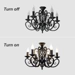 Vintage Wrought Iron Chandelier Candle Light Black Metal country chandelier(WH