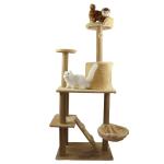2 Level Wooden Cat Tree Outdoor For Heavy Cats Beige Home Coffee Shops Luxury