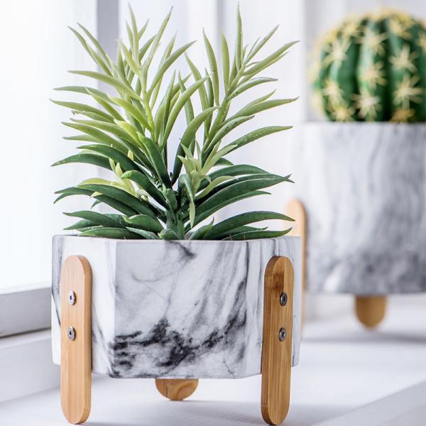 Marble Finish Cactus Flower Pots Homewares Decorative Items Succulents Plant