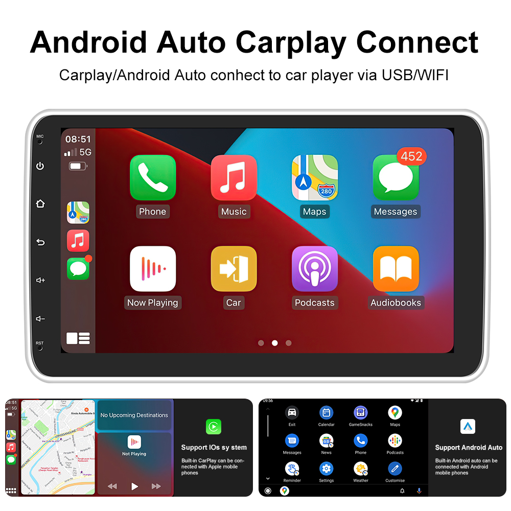 10.1 inch Big IPS Screen Car Multimedia Player with Rotatable Display and GPS Stereo