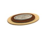 Elliptic Silver Leather Patches For Clothes Metal Material ODM