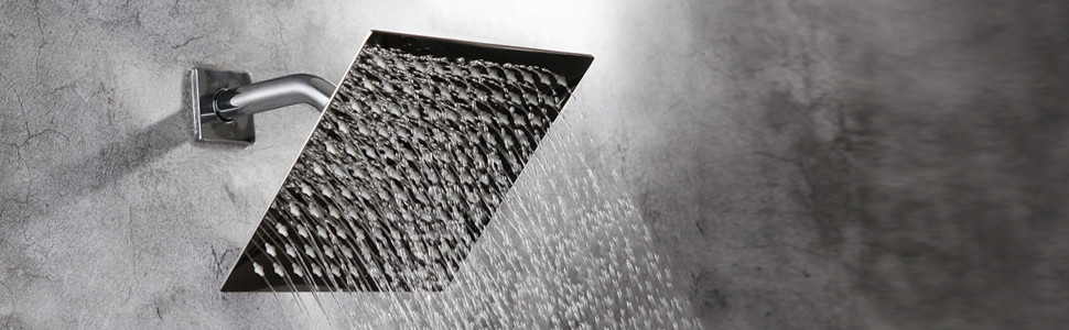 Square 8 Inch Shower Head And Mixer Set Stainless Steel 304 Material