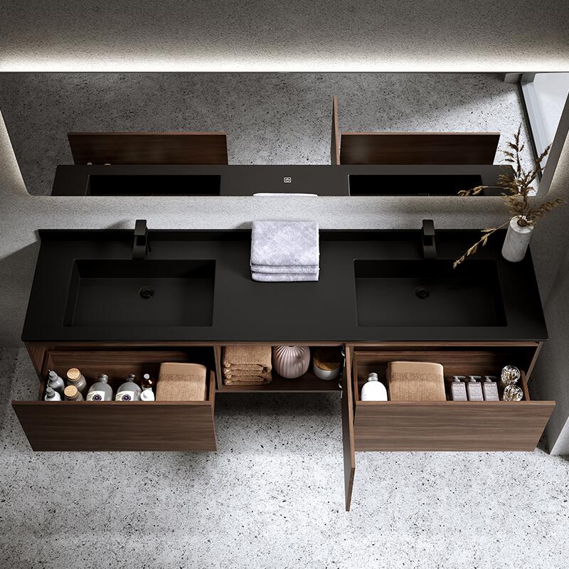 Handles Hardware E1 Environment Standard Double Sink Bathroom Vanity for Modern Family