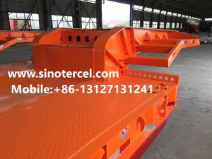 Quality 3 Axles Low Bed Semi Trailer Hydraulic Type Ladder Orange wholesale