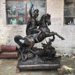 St. George Slaying The Dragon Statue Bronze Metal Craft Life Size Religious