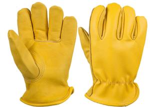 Quality Cow Upper Yellow Leather Driving Gloves Industry Hand Protection Gloves wholesale