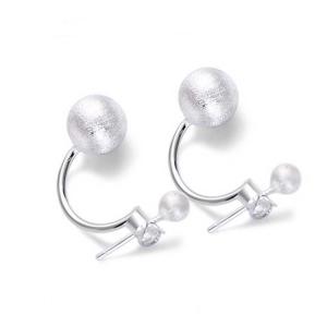 Quality Womens Double Sterling Silver Beads Hoop Earrings (XH051332W) wholesale