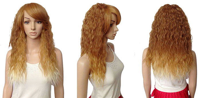 100 Kanekalon Fiber Long Synthetic Wigs High Grade SGS Certification