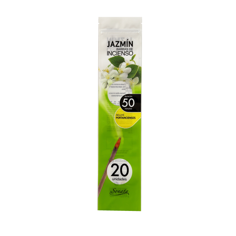 Resealable Stand Up Zipper Bag Moisture Proof Incense Stick Pouch With Sealing Handle
