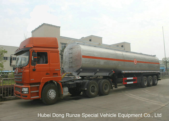 Liquid Alkali Tanker Trailer With Stainless Steel Polished Tank For Sodium Hydroxide