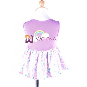 Quality Customized CVC Jersey Rainbow Pet Dress Digital Print Pongee dog tutu skirt wholesale