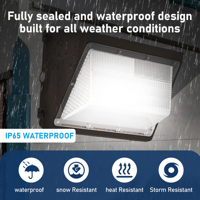 Slim LED Wall Pack Light With Motion Sensor 40W-120W Dimmable 3CCT And 3 Power Adjustable
