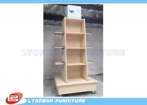 Quality Mobile Wine Wooden Display Stands MDF Melamine Display Stand With Casters wholesale