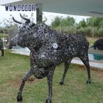 Outdoor animal art decoration abstract hollow parts assembly bison stainless