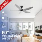 ABS DC Motor Low Noise Silent Ceiling Fan With LED Light For Kitchen Restaurant