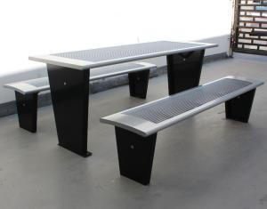 Quality Rust Resistant Commercial Picnic Bench , Powder Coated Metal Outdoor Table And Chair wholesale