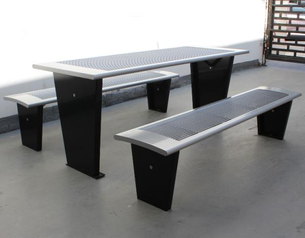 Rust Resistant Commercial Picnic Bench , Powder Coated Metal Outdoor Table And