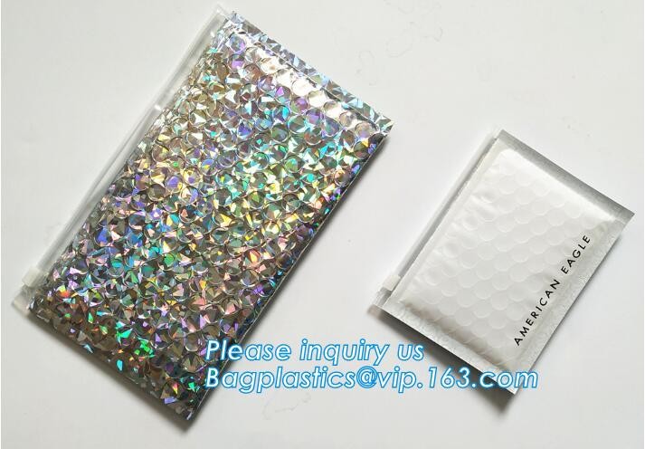 Cosmetic Pink Slider Padded Bag/Silver k Bag With Bubble,Padded Envelopes Cheap Aluminium Foil k Holographic