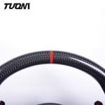 Black Perforated Leather Carbon Fiber Steering Wheel For Audi
