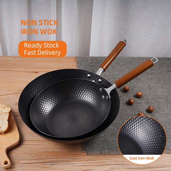 Best Selling Cast Iron Cooking Pan Black Extra Large Wok Cocina Non-Stick Frying