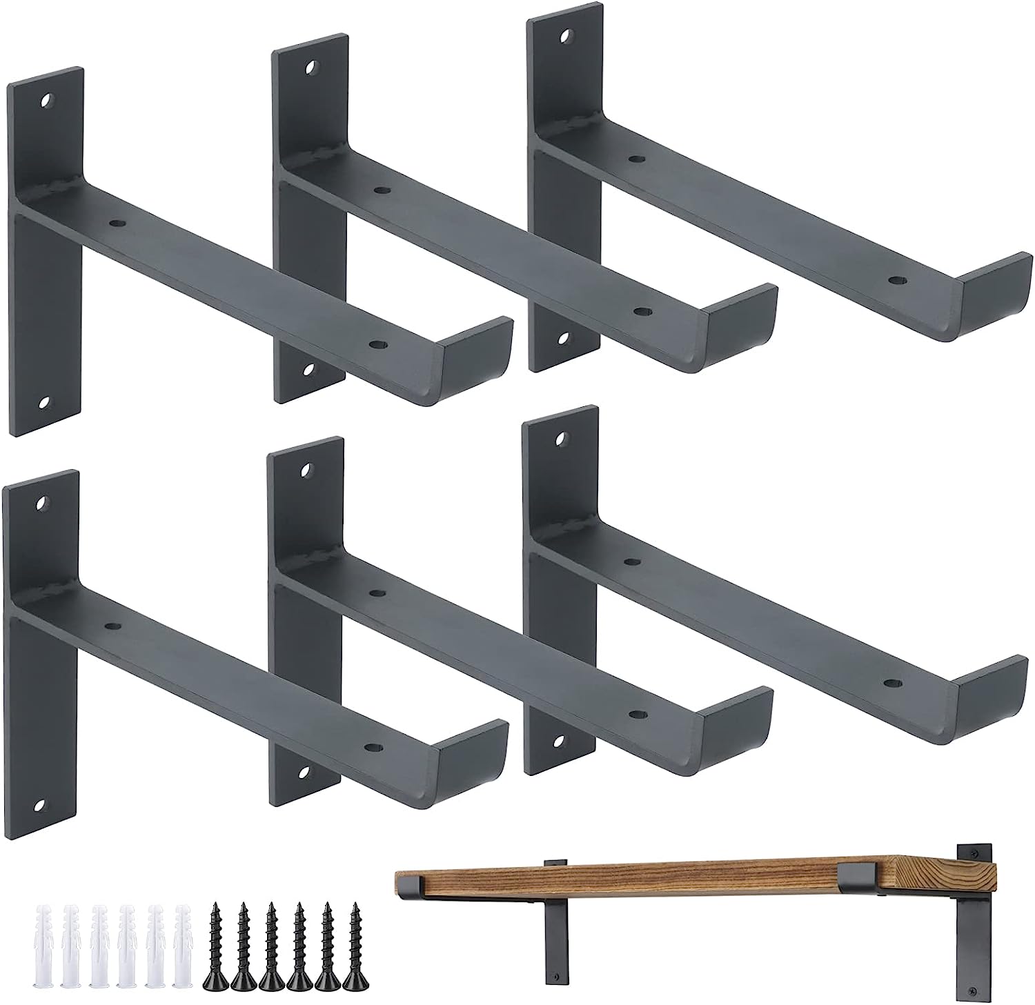 Industrial Metal Shelf Support with Lip for Wooden Boards Heavy Duty T Brackets 6inch