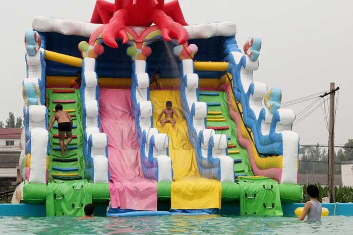 Lobster Inflatable Water Park Pool Slide For Adults / Children 9x6x8.2m