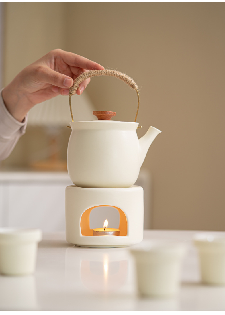 European-Style Loop-Handled Ceramic Tea Warmer for Home Hotel Restaurant and Office