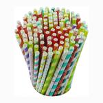 198mm×6mm Paper Drinking Straws Rainbow Color For Hot Drinks