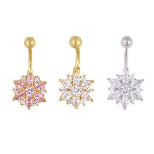 Quality Hot selling flower zircon navel belly button ring body piercing jewelry wholesale