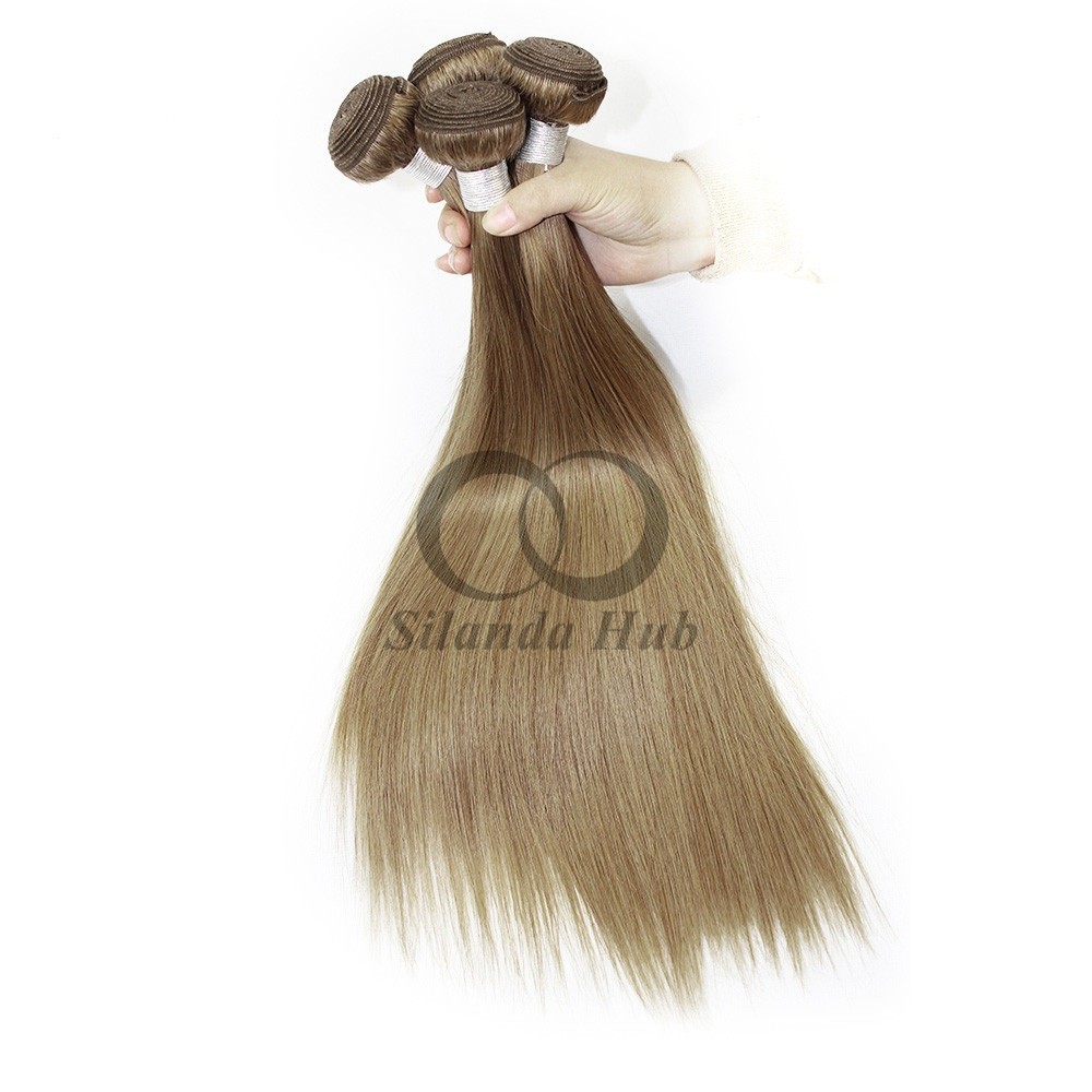 #8 Ash Brown Straight Remy Human Hair Bundles Sew In Weave Bundles Brazilian Bundle Deals