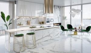 Quality Luxury Modern Design Kitchen Cabinet With Island Kitchen And Marble Top wholesale