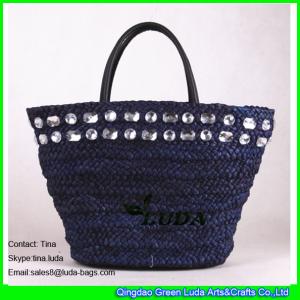 Quality LUDA navy blue acrylic decoration cornhusk straw beach bags wholesale wholesale