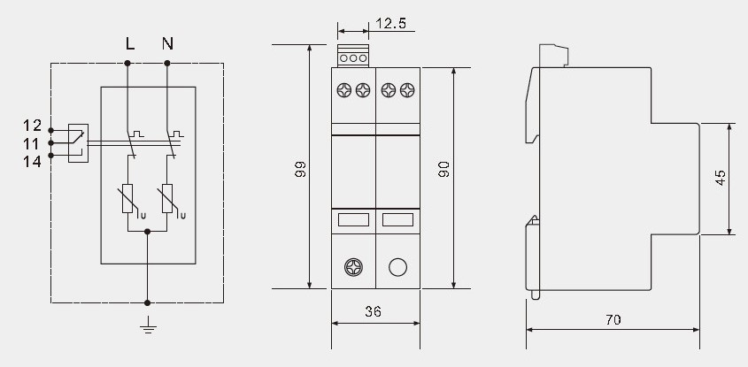 Type 2 + Type 3 AC Surge Protector 4 Pole Imax 40kA With Remote Indication