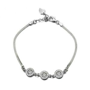Quality White Gold Plated Sterling Silver Cubic Zircon Start Charm Bracelets (B12281-WHITE) wholesale