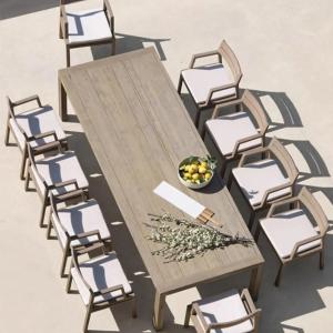 Quality Nordic Modern Round And Rectangle Teak Outdoor Dining Table For 10 wholesale