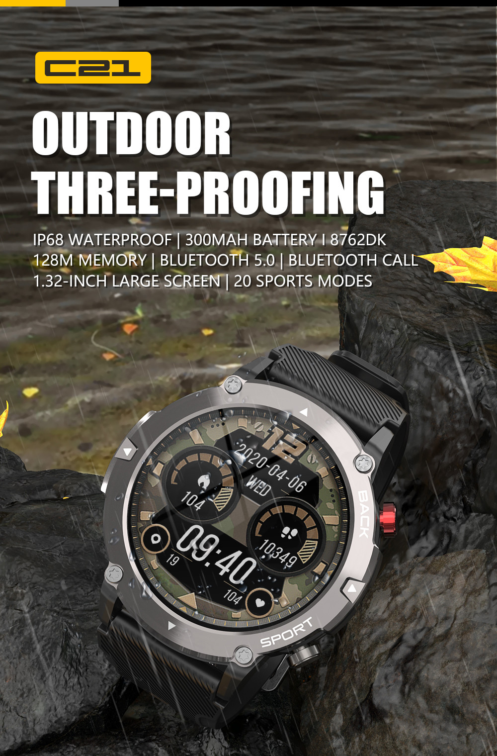 Touch Screen Tactical Smartwatch with Text and Call, Heart Rate, Blood Oxygen, and Activity Trackers