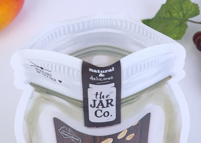 Mason Bottle Shape Custom Snack Bags Recyclable Stand Up Plastic Food Bag