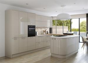 Quality L / U Shaped MDF Wood Veneer Kitchen Cabinets Moisture Proof Board Home Project wholesale