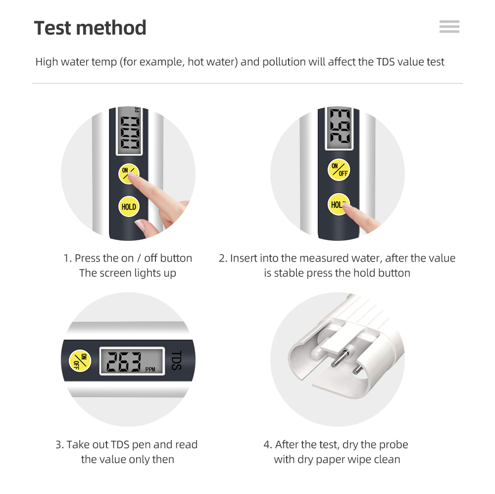 Customized Pen Type TDS Probe for Aquarium Pool Hydroponic Portable LCD Display TDS Meter