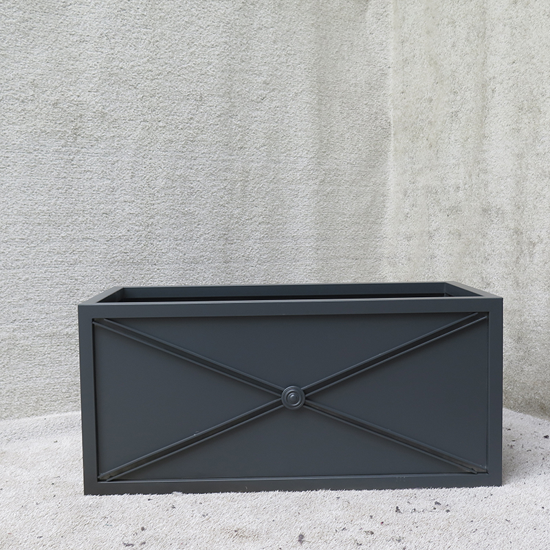 Factory Outlet Customized Planter Pot Commercial Street Flower Box Garden Furniture Rectangular Steel Flower Pot