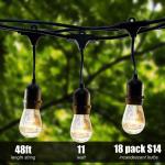 24ft 12 Bulbs Waterproof Shatterproof Outdoor String Lights
