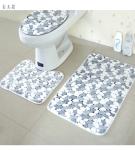 Waterproof Polyester 3pc Bathroom Rug Set Toilet Lid Covers