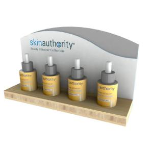 Quality Wood POS SkinCare Product Bamboo Counter Top Display Rack Cleanser Oil Boutique wholesale