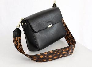 Quality Fashion retro joker soft PU leather shoulder aslant cross bag leopard-print wide shoulder strap small crossbody bags wholesale
