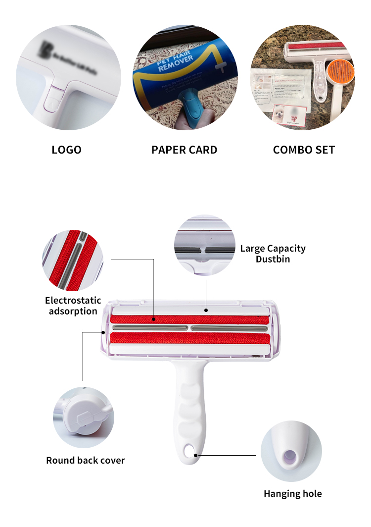White Plastic Self Cleaning Lint Roller Reusable Lint Roller For Pet Hair